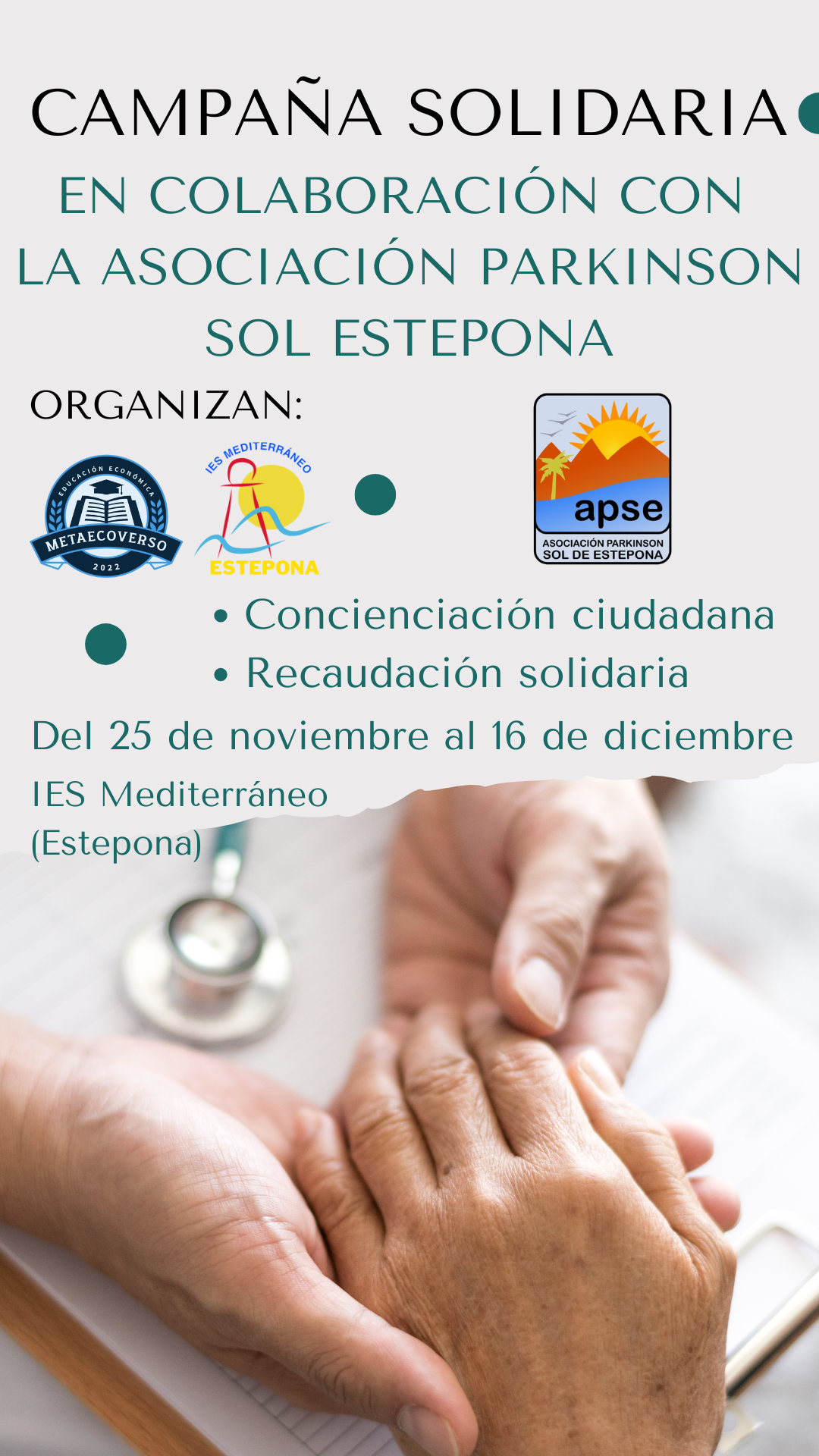Imagen de la noticia: Campaña Solidaria del Proyecto Metaecoverso en colaboración con la Asociación Parkinson Sol de Estepona 